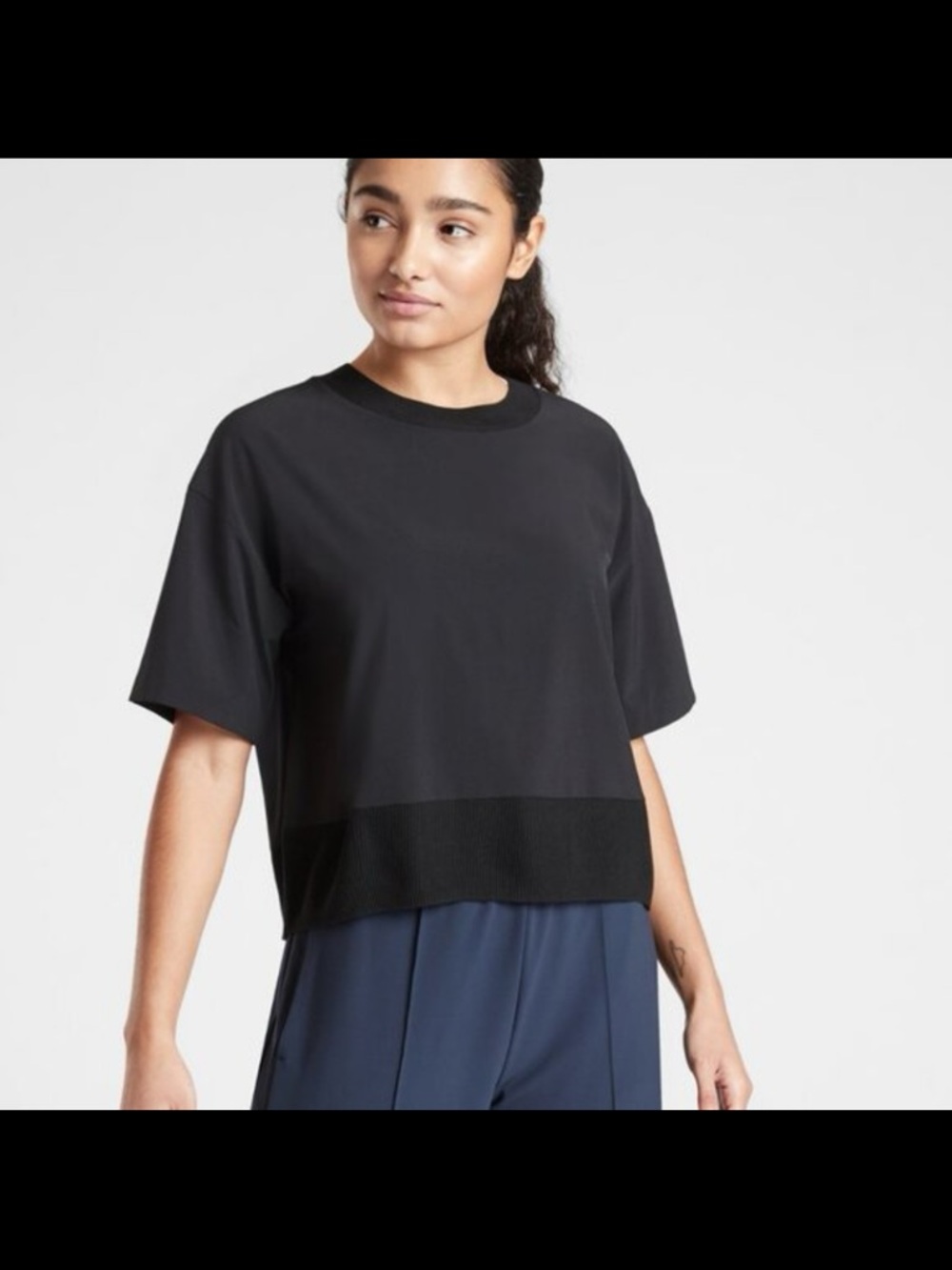 Athleta Black Boxy Short-Sleeve Top